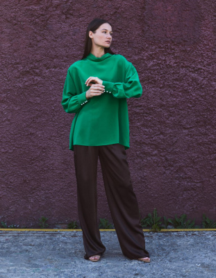 SS'21 BROWN TROUSERS и ROSIE BLOUSE IN GREEN